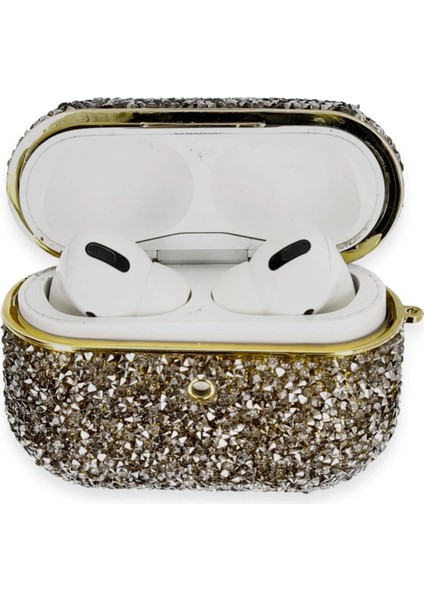 Airpods Pro 2 (2.nesil) Luz Taşlı Kılıf - SIYAH-(5796)