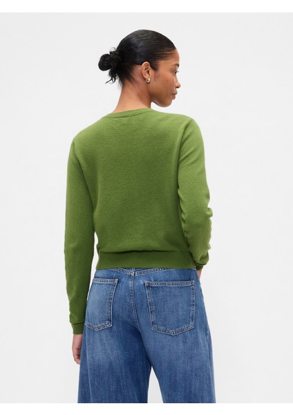 Kadın Yeşil Cashsoft Bisiklet Yaka Hırka indirimleri