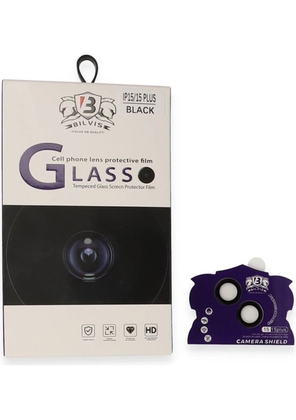 iPhone 15 Bilvis Titan Kamera Lens - SIYAH-(5796)