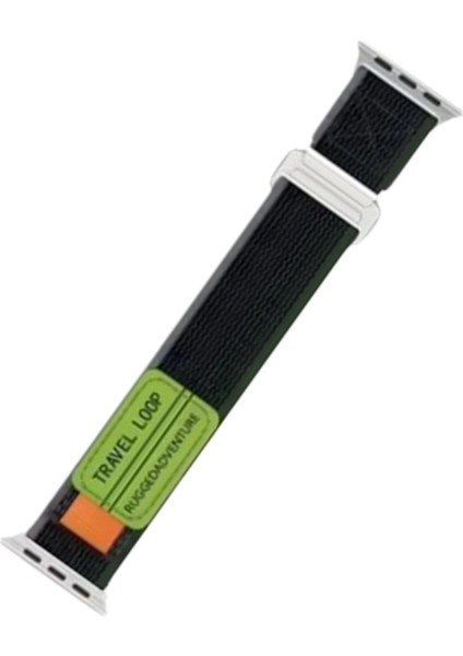 Apple Watch 38MM Alice Kumaş Kordon - YEŞIL-GRI-(5796)