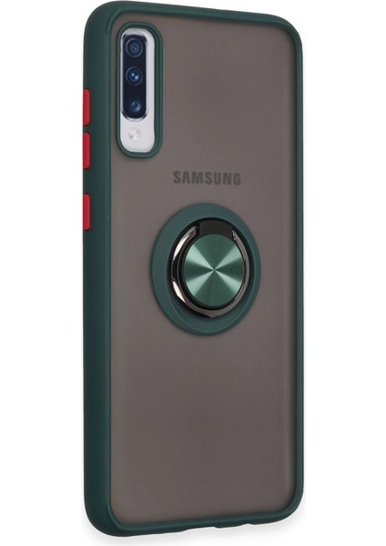 Buğz Samsung Galaxy A70 Kılıf Montreal Yüzüklü Silikon Kapak - Yeşil fiyatları