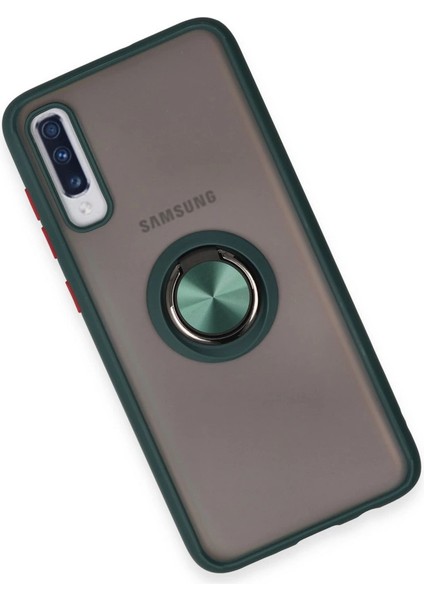 Buğz Samsung Galaxy A70 Kılıf Montreal Yüzüklü Silikon Kapak - Yeşil modelleri