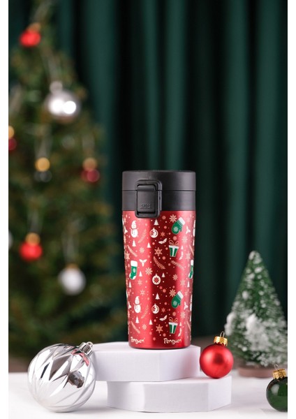 Yılbaşı Temalı 380Ml SUS304 Çelik Termos Mug 6 Saat Sıcak 12 Saat Soğuk Tutma modelleri