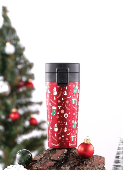 Yılbaşı Temalı 380Ml SUS304 Çelik Termos Mug 6 Saat Sıcak 12 Saat Soğuk Tutma fırsatları