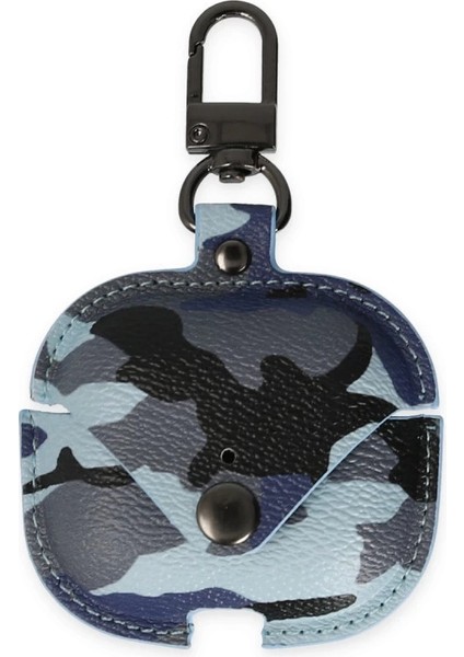 Buğz Airpods 3 (3.nesil) Çanta Kamuflaj Deri Kılıf - Mavi