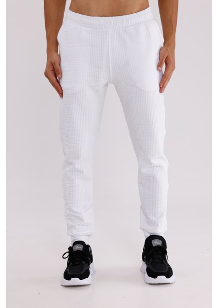 Petek Desenli Elastik Bel Yan Cepli Daralan Paça Spor Eşofman Altı