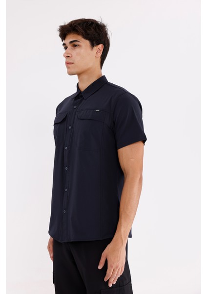 Kısa Kollu Çift Cepli Esnek Kumaş Düğmeli Gömlek fiyatları