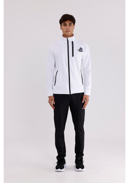 Dik Yaka Tam Fermuarlı Dalgıç Kumaş Su Itici Şerit Detaylı Cepli Rahat Kalıp Alt Üst Eşofman Takım Takım