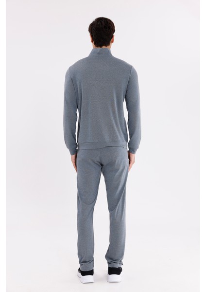 Dik Yaka Tam Fermuarlı Merserize Dokulu Şerit Detaylı Fermuarlı Cepli Rahat Kalıp Eşofman Takımı modelleri