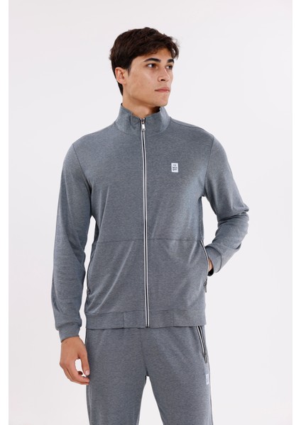 Dik Yaka Tam Fermuarlı Merserize Dokulu Şerit Detaylı Fermuarlı Cepli Rahat Kalıp Eşofman Takımı indirimleri