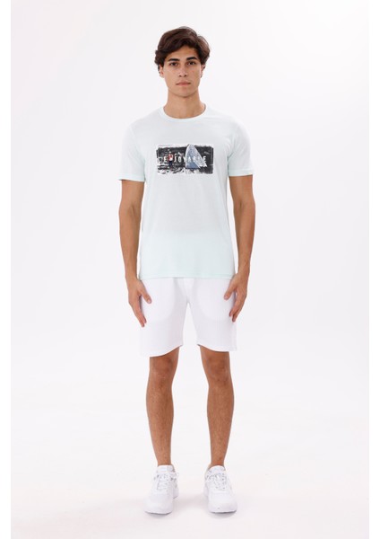 Bisiklet Yaka Ön Baskı Detaylı Rahat Kalıp Mevsimlik Tişört