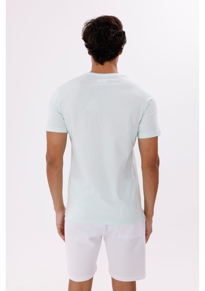 Bisiklet Yaka Ön Baskı Detaylı Rahat Kalıp Mevsimlik Tişört modelleri