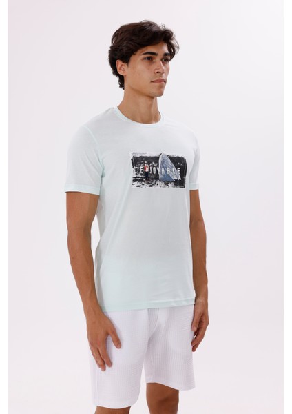 Bisiklet Yaka Ön Baskı Detaylı Rahat Kalıp Mevsimlik Tişört fırsatları