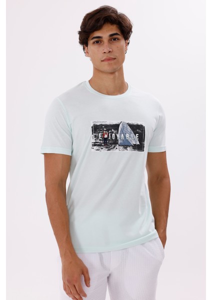 Bisiklet Yaka Ön Baskı Detaylı Rahat Kalıp Mevsimlik Tişört indirimleri