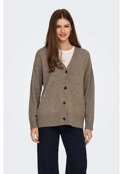 Kadın Onlhouston V Yaka Uzun Kollu Yünlü Hırka 15353192 Fındık modelleri