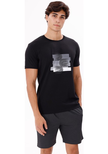 Bisiklet Yaka Rahat Kalıp Ön Baskı Detaylı Yumuşak Dokulu Kısa Kol Tişört indirimleri