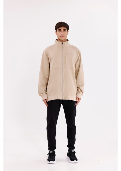 Üç Cepli Yaka Detaylı Fermuarlı Rahat Kesim Ribana Manşetli Mevsimlik Sweatshirt