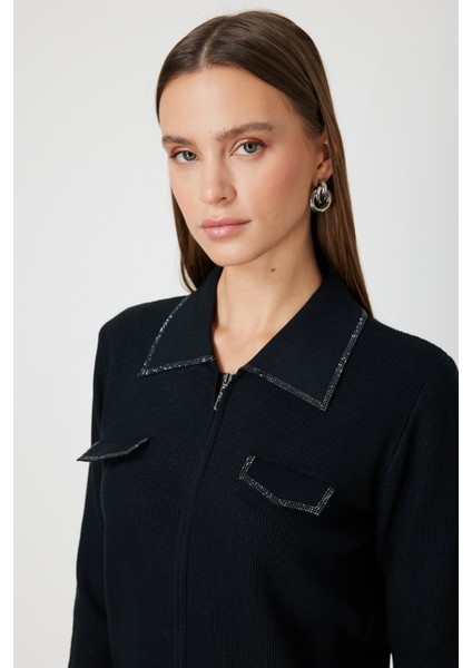 Kadın Taş Işlemeli Triko Hırka 65926 Siyah fiyatları