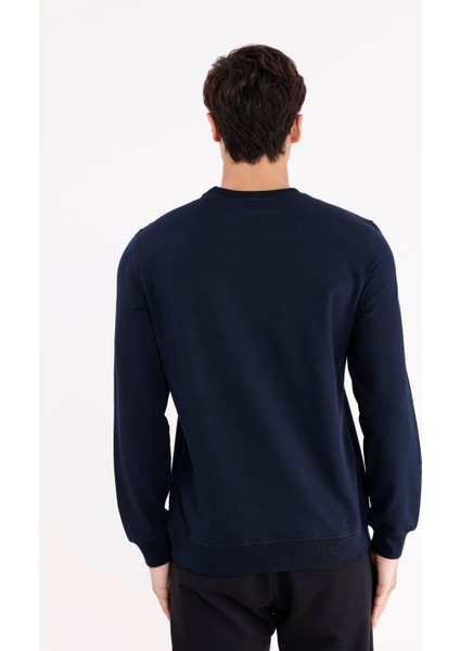 Minimal Göğüs Işlemeli Rahat Kalıp Esnek Manşetli Mevsimlik Bisiklet Yaka Sweatshirt modelleri