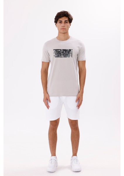 Baskı Detaylı Bisiklet Yaka Rahat Kalıp Kısa Kollu Günlük Kullanıma Uygun Tişört