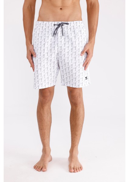 Dijital Desen Palermo Baskılı Hızlı Kuruyan Iç File Astar Yan Cepli Elastik Bel Ayarlanabilir Kordon Deniz Şortu