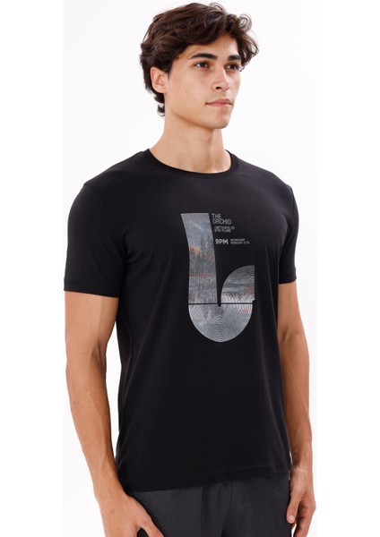 Bisiklet Yaka Büyük Göğüs Baskılı Modern Grafik Detaylı Kısa Kollu Tişört fırsatları