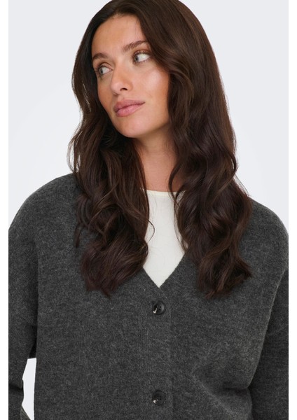 Kadın Onlhouston V Yaka Uzun Kollu Yünlü Hırka 15353192 Antrasit fiyatları