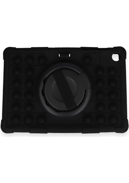 Buğz Newface Samsung Galaxy Tab A9 Kılıf Patpat El Tutma Aparatlı Standlı Tablet Silikon - Siyah