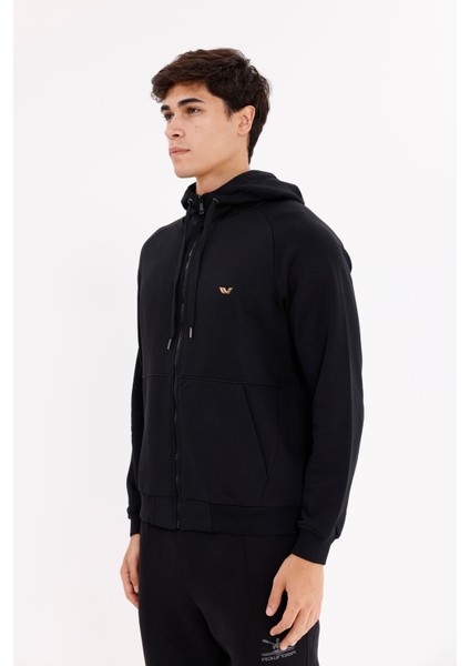 Raglan Kol Tam Fermuarlı Kordonlu Kapüşon Kanguru Cepli Süper Koton Rahat Kalıp Kapüşonlu Sweatshirt fiyatları