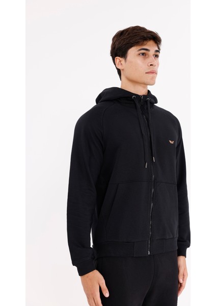 Raglan Kol Tam Fermuarlı Kordonlu Kapüşon Kanguru Cepli Süper Koton Rahat Kalıp Kapüşonlu Sweatshirt fırsatları