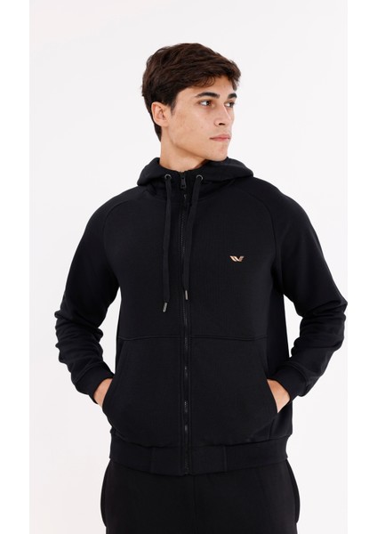 Raglan Kol Tam Fermuarlı Kordonlu Kapüşon Kanguru Cepli Süper Koton Rahat Kalıp Kapüşonlu Sweatshirt indirimleri