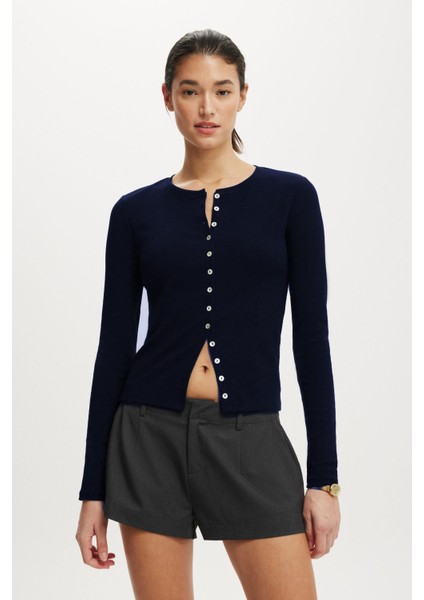 Lacivert Slim Fit Düğmeli Kadın Hırka MG2580