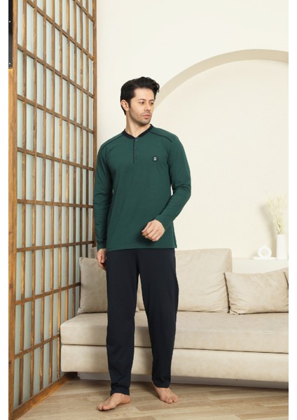 Erkek %100 Pamuklu Pijama Takımı-3 DÜĞMELI-12440