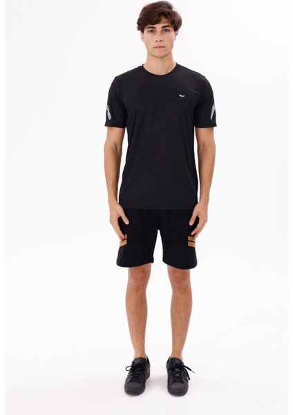 Yansıtıcı Kol Detaylı Göğüs Logolu Rahat Kalıp Bisiklet Yaka Nefes Alabilen Jarse Tişört