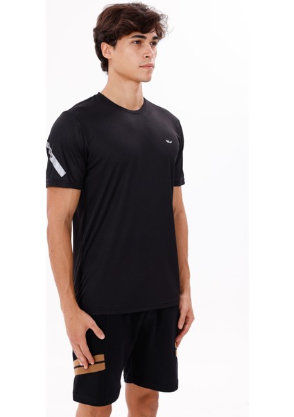 Yansıtıcı Kol Detaylı Göğüs Logolu Rahat Kalıp Bisiklet Yaka Nefes Alabilen Jarse Tişört modelleri