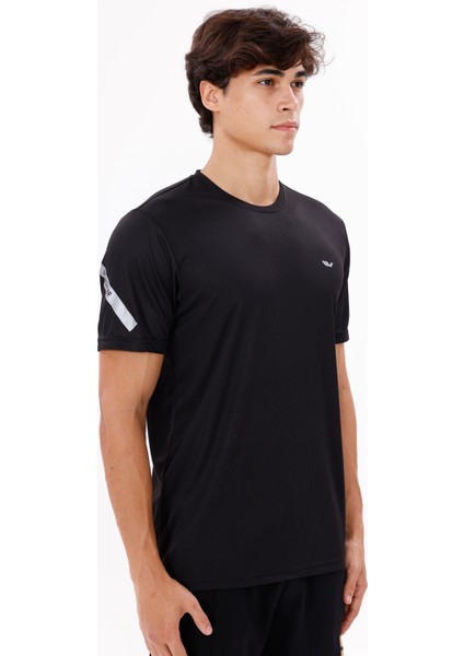 Yansıtıcı Kol Detaylı Göğüs Logolu Rahat Kalıp Bisiklet Yaka Nefes Alabilen Jarse Tişört indirimleri