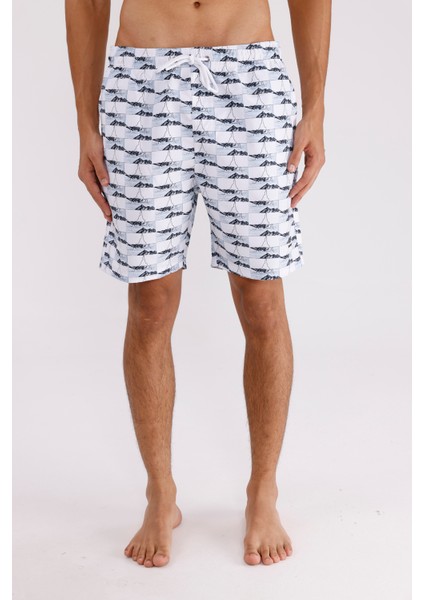 Palermo Dijital Baskı Hızlı Kuruyan Rahat Kalıp Ayarlanabilir Bel Cepli Deniz Şortu