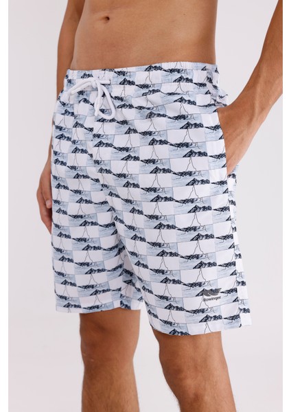 Palermo Dijital Baskı Hızlı Kuruyan Rahat Kalıp Ayarlanabilir Bel Cepli Deniz Şortu fiyatları