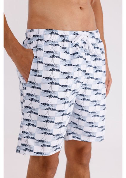 Palermo Dijital Baskı Hızlı Kuruyan Rahat Kalıp Ayarlanabilir Bel Cepli Deniz Şortu fırsatları