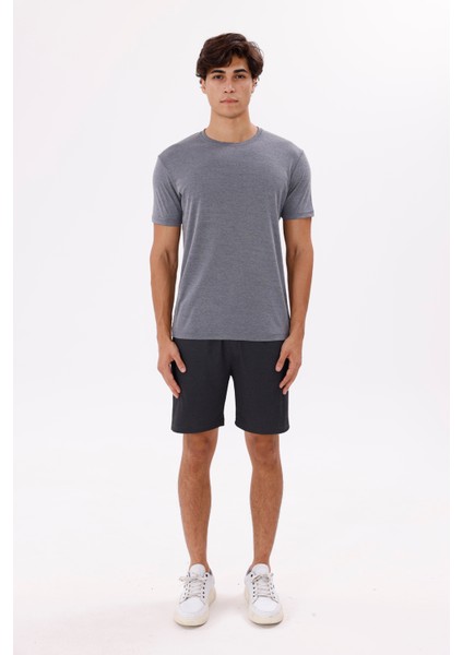 Merserize Pamuk Bisiklet Yaka Kısa Kollu Rahat Kalıp Tişört