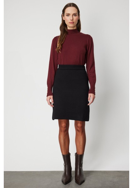 Kadın Düz Mini Triko Etek 69203 Siyah fiyatları