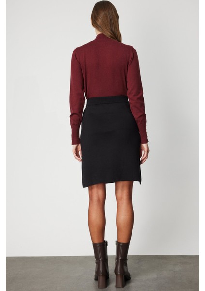 Kadın Düz Mini Triko Etek 69203 Siyah fırsatları