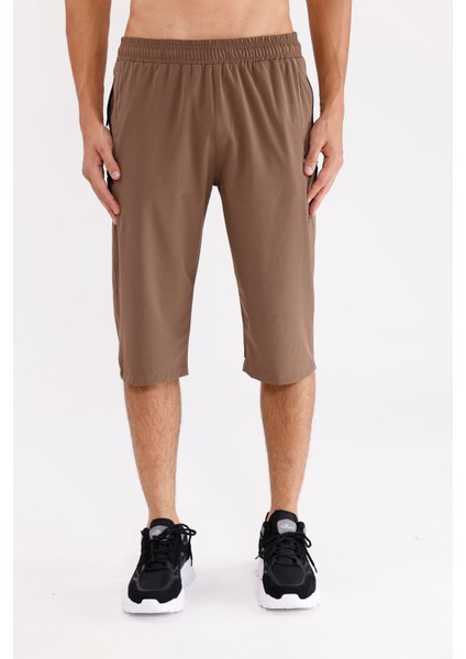 Esnek B Streç Kumaşlı Fermuarlı Cepli Elastik Bel Diz Altı Boy Rahat Kalıp Kapri