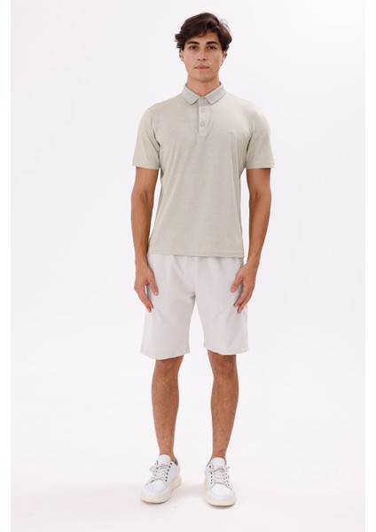 Merserize Yüzeyli Hafif Parlak Görünümlü Düğmeli Kısa Kollu Rahat Kalıp Polo Yaka Tişört