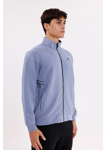 Modal Karışımlı Dik Yaka Tam Fermuarlı Yan Şerit Detaylı Cepli Spor Eşofman Üstü fırsatları