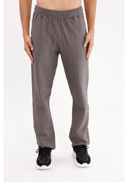 Petek Dokulu Yüzeyli Rahat Kalıp Ayarlanabilir Kordonlu Yan Cepli Lastik Paça Spor Eşofman Altı