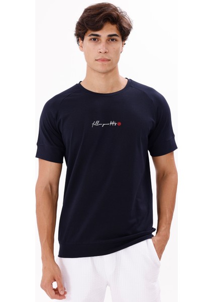 Bisiklet Yaka Göğüs Yazı Baskılı Rahat Kalıp Kısa Kollu Yumuşak Dokulu Tişört indirimleri