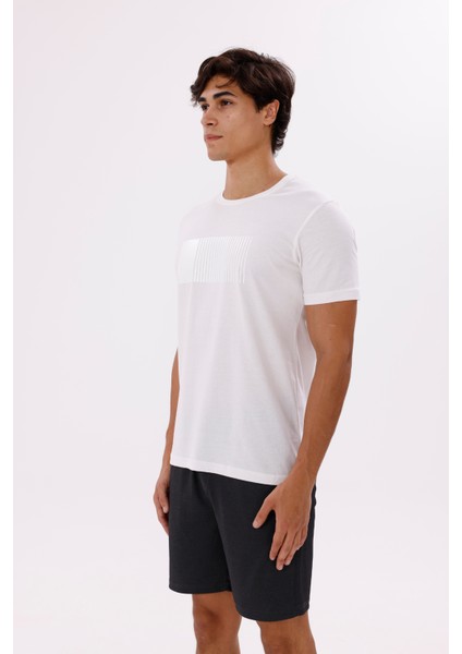 Bisiklet Yaka Ön Baskı Detaylı Yumuşak Tutuşlu Rahat Kalıp Mevsimlik Kısa Kollu Tişört fiyatları