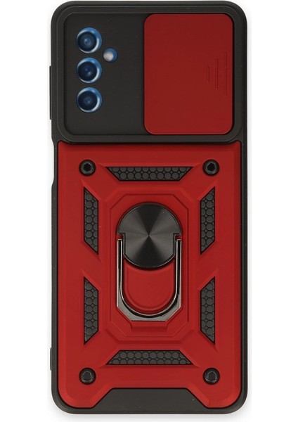 Buğz Samsung Galaxy M52 5g Kılıf Pars Lens Yüzüklü Silikon - Kırmızı