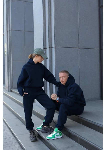 Kadın Erkek Çiftlere Özel 3 Iplik Kalın Oversize Kapüşonlu Eşofman Takımı – Tekli modelleri